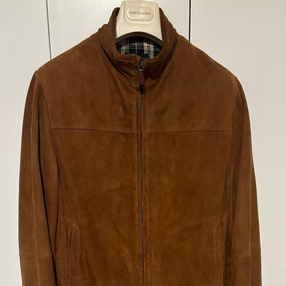 Brooks Brothers Tan/Brown Suede Leather Bomber Jacket - Medium - Picture 2 of 16